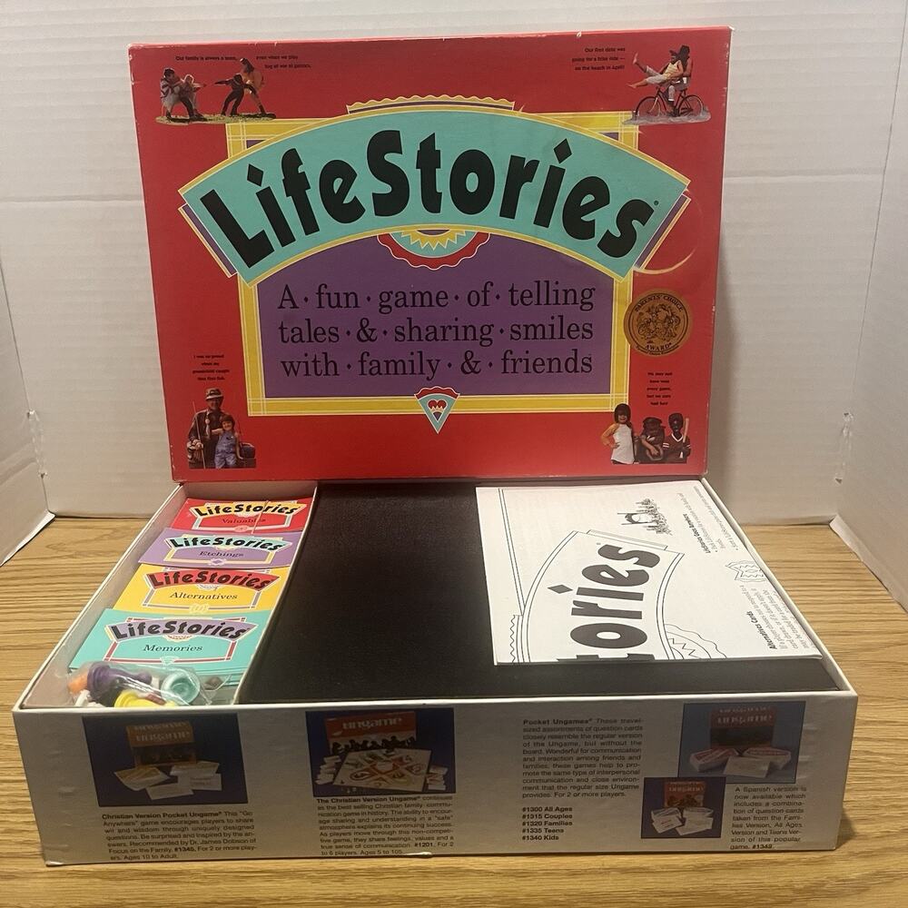 Life Stories Board Game Complete Family Vintage Story Telling Fun Cards 1992